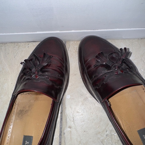 Mens Bally Burgundy Italian Leather Tassel Loafers